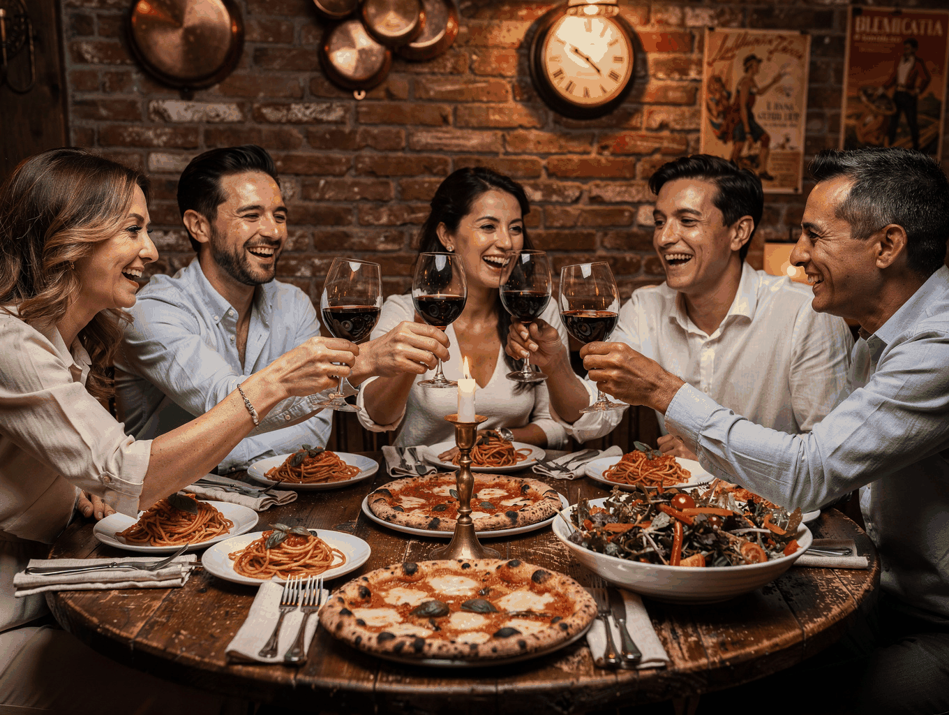 Happy guests enjoying a meal in the restaurant dining area