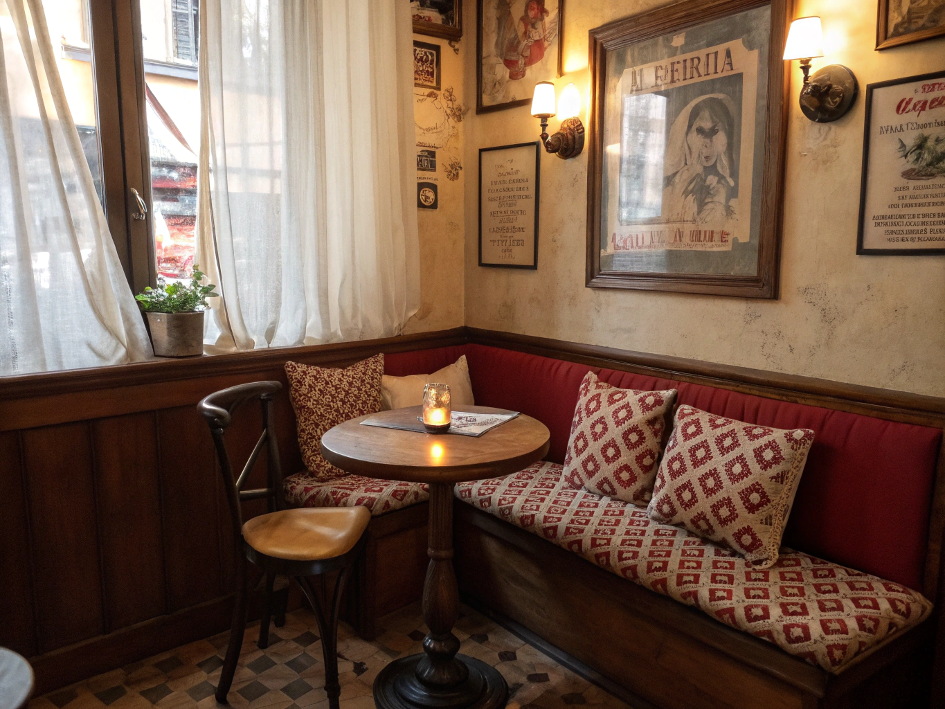 Private dining alcove with warm lighting and comfortable seating